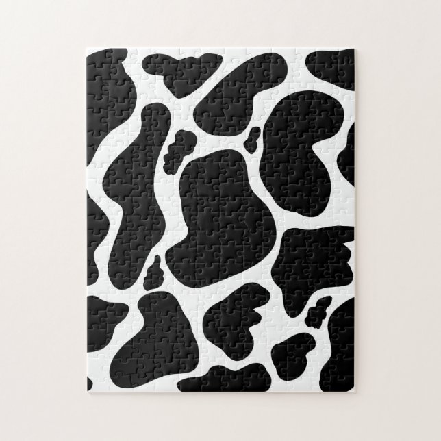 Simple Black white Cow Spots Animal Jigsaw Puzzle (Vertical)