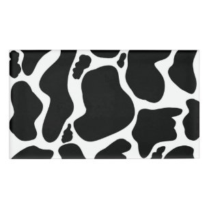 Simple Black white Cow Spots Animal Name Tag