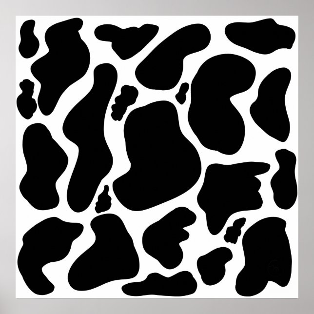 Simple Black white Cow Spots Animal Poster (Front)
