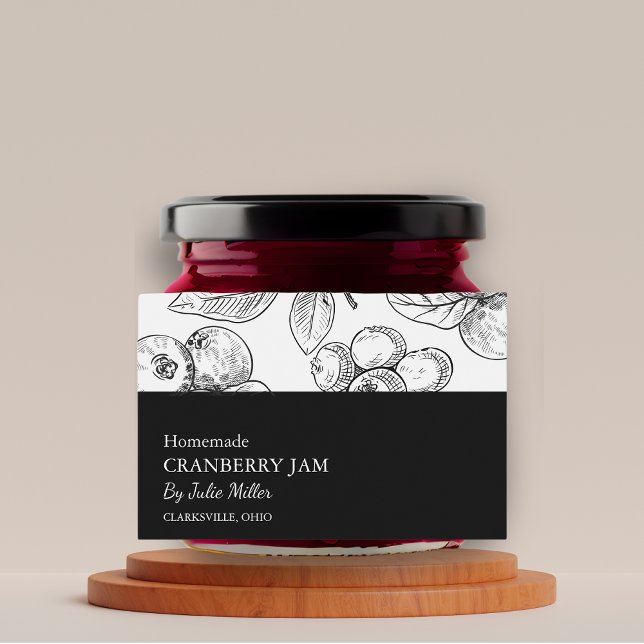 Simple Black & White Cranberry Jam Label (Creator Uploaded)