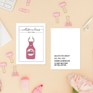 Simple Black White Cursive Keychain Display Card