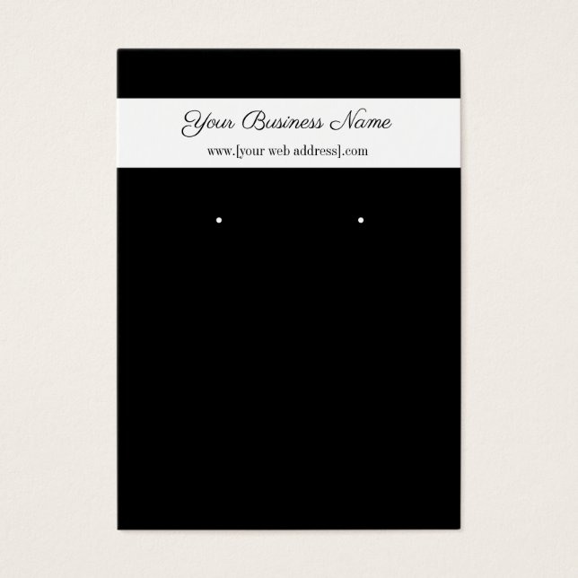 Simple Black White Custom Earring Business Card (Front)