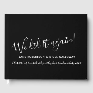 Simple black white customised remarried wedding guest book