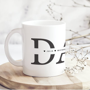 Simple Black White Dad Add Names Coffee Mug