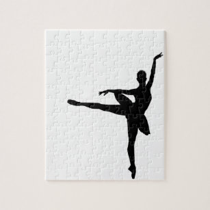 SImple Black & White Dancing Ballerina Jigsaw Puzzle