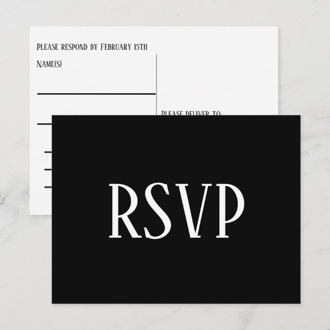 Simple Black & White Design - RSVP Postcard (Front/Back)