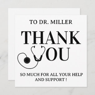 Simple Black & White  Doctor Thank You Card
