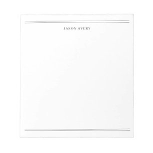 Simple Black White Double Lines Stationery Notepad