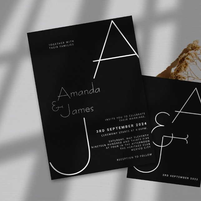 Simple Black & White Elegant Minimalist Wedding Invitation (Creator Uploaded)