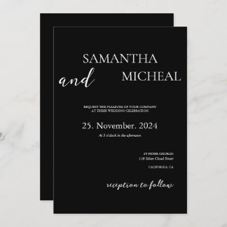 Simple Black & White Elegant Minimalist Wedding Invitation