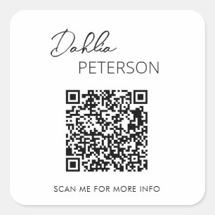 Simple Black White Elegant QR Code Modern Business Square Sticker