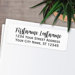 Simple Black White Elegant Script - Return Address Label