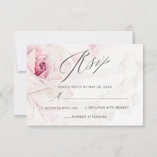 Simple Black White Elegant Script Wedding RSVP Card