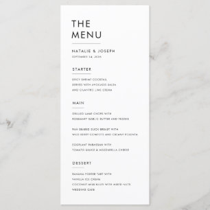 Simple Black & White Elegant Wedding Dinner Food Menu