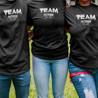 Simple Black White Family Custom Sports Team Name T-Shirt