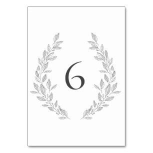 Simple Black White Floral Frame Number Table Card