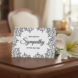 Simple Black & White Floral Sympathy Card