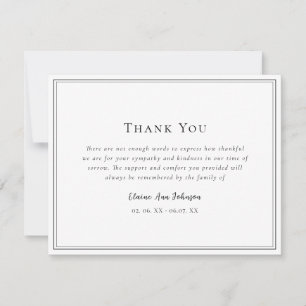 Simple Black & White Funeral Thank you Card