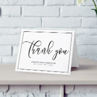 Simple Black & White Funeral Thank You Card