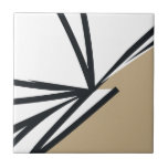 Simple Black White Gold Abstract Ceramic Tile<br><div class="desc">This simple and elegant black, white and gold abstract ceramic tile is perfect for adding a touch of sophistication to any space. The minimalist design features a modern abstract pattern in black and white with accents of gold. Use it as a decorative accent in your kitchen, bathroom or any other...</div>