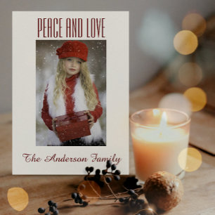 Simple Black White Gold Photo Christmas Holiday Card