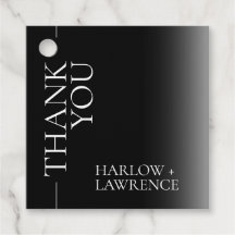 Simple Black & White Gradient Wedding Favour Tags