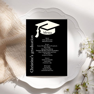 Simple black & white Graduation party dinner menu