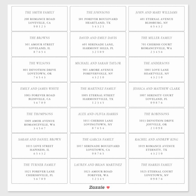 Simple Black & White Guest Address Labels (Sheet)