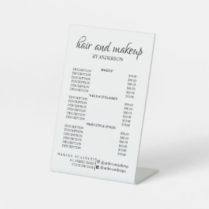 Simple black & white hair makeup salon price pedestal sign