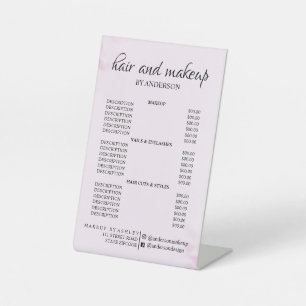 Simple black & white hair makeup salon price  pedestal sign