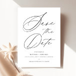 Simple Black & White Hand Lettered Script Wedding Save The Date<br><div class="desc">Make your special day even more memorable with this Simple Black & White Hand Lettered Script Wedding Save the Date. The beautiful black and white design features a mix of serif and hand lettered calligraphy script fonts, creating an elegant and classic look. Perfect for a modern and minimal wedding, this...</div>