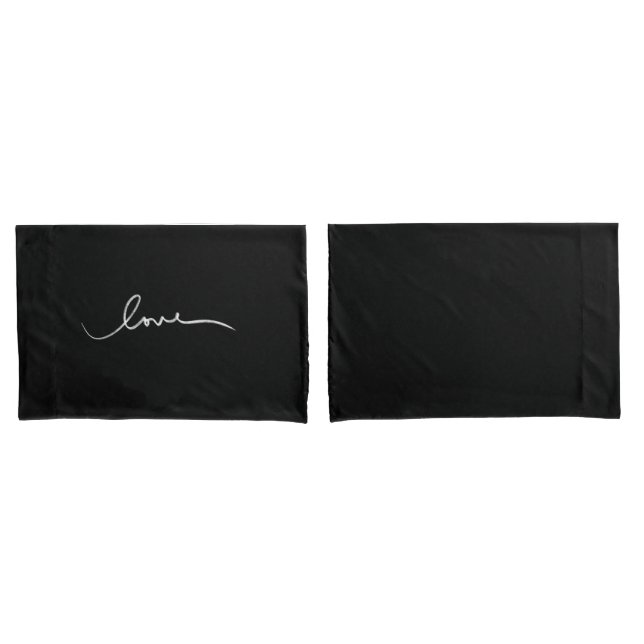 simple black white handwritten love  pillowcase (Front-Set)