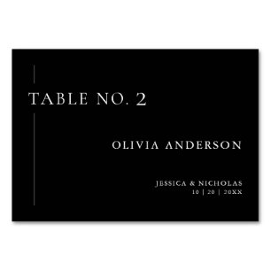 Simple Black & White Individual Guest Name Wedding Table Number