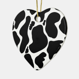 Simple Black & white Large cow spots Animal print Ceramic Ornament