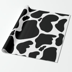 Simple Black & white Large cow spots Animal print Wrapping Paper