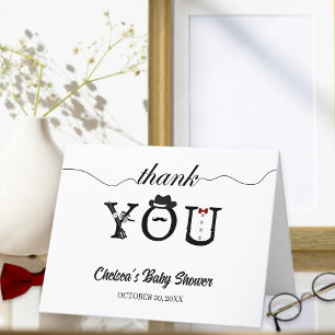 Simple Black & White Little Gentleman Baby Shower Thank You Card