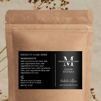 Simple Black & White Logo Product Ingredients Rectangular Sticker