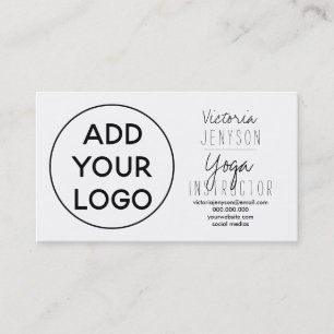Simple black white logo yoga instructor business card