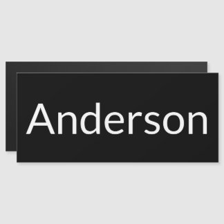 Simple Black White Mailbox Last Name Plate Magnet