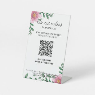 Simple black & white makeup digital QR price  Pede Pedestal Sign