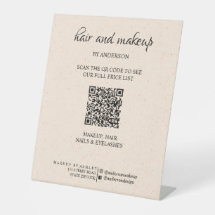 Simple black & white makeup digital QR price Pede Pedestal Sign