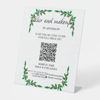 Simple black & white makeup digital QR price Pedestal Sign