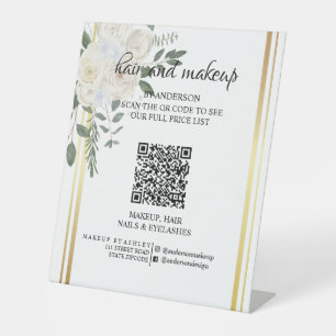 Simple black & white makeup digital QR price Pedestal Sign