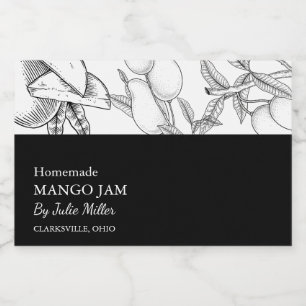 Simple Black & White Mango Jam Label