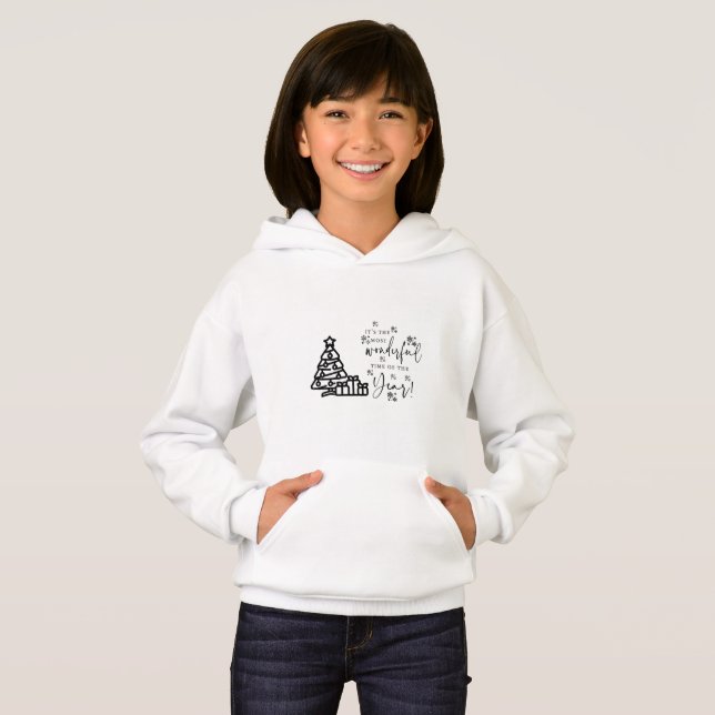 Simple Black White Merry Christmas Trees Quote  Ho (Front Full)