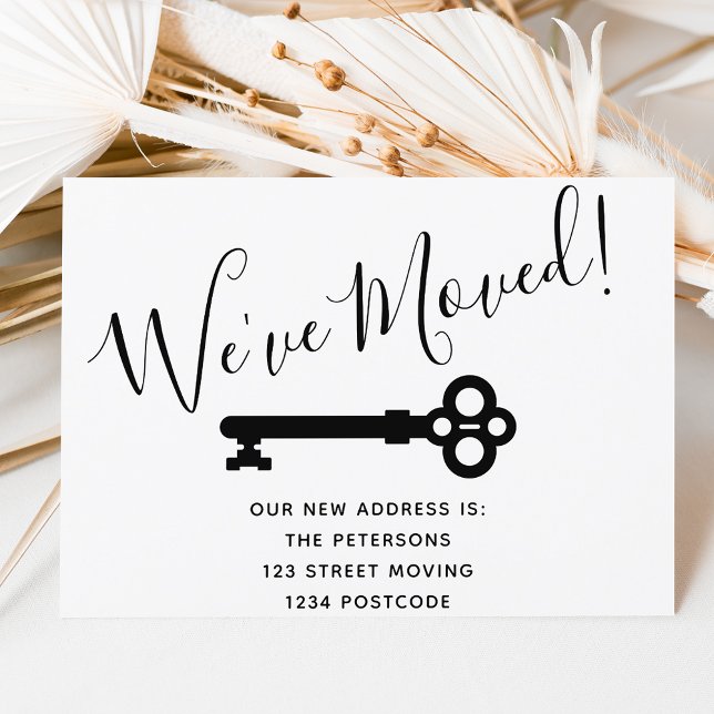 Simple black white minimal key moving announcement (Creator Uploaded)