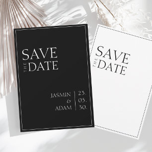 Simple Black White Minimal Typography Wedding Save The Date