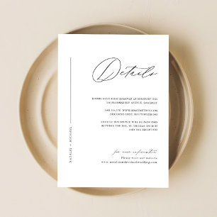Simple Black & White Minimalist Wedding Details Enclosure Card