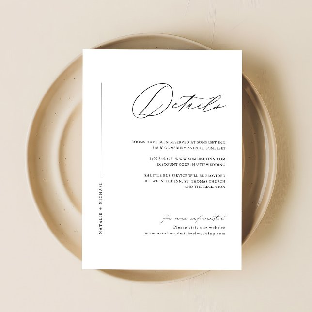 Simple Black & White Minimalist Wedding Details Enclosure Card (Creator Uploaded)