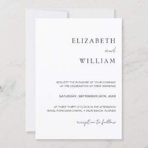 Simple Black & White Minimalist Wedding Invitation